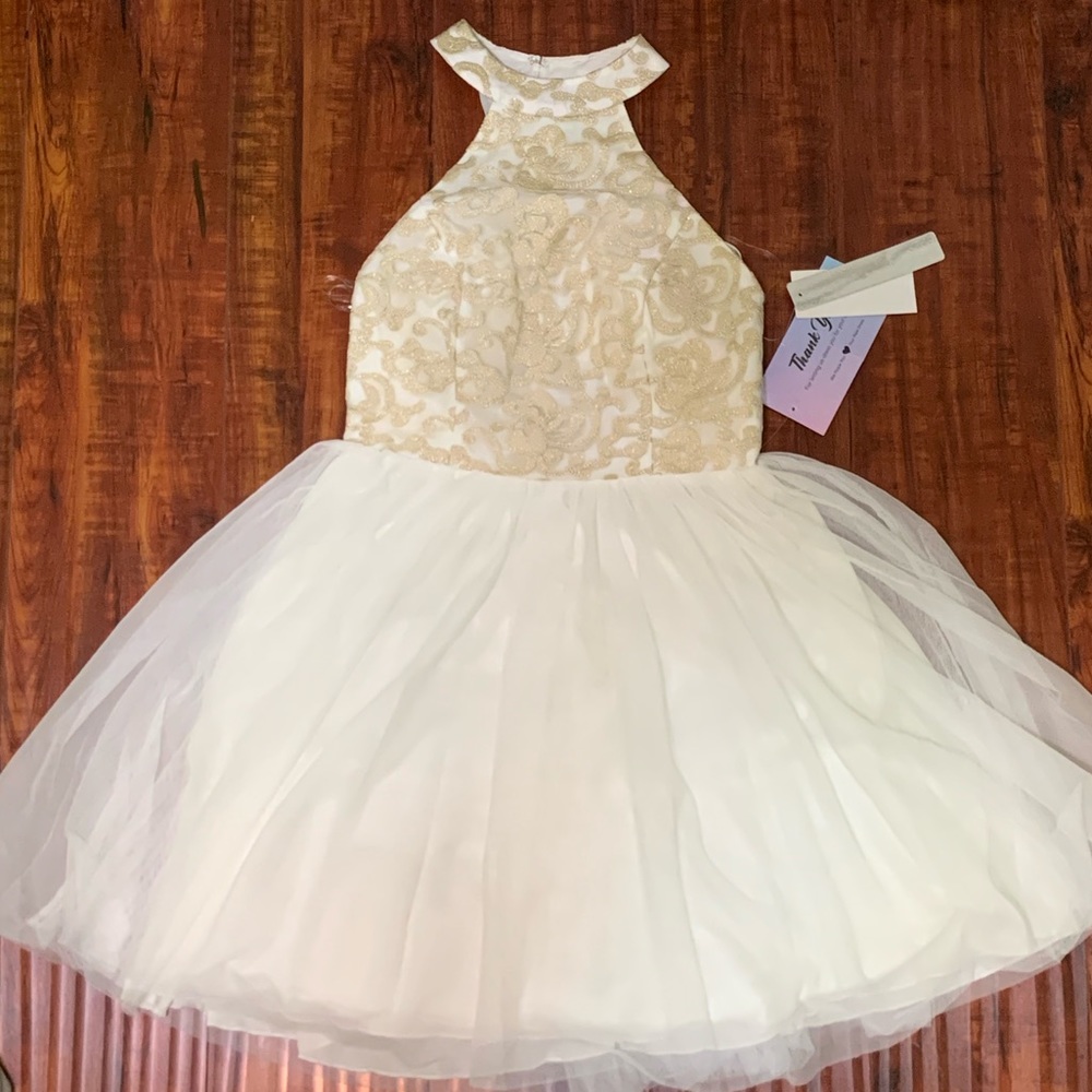 Simplydresses BRAND NEW White/gold halter dress